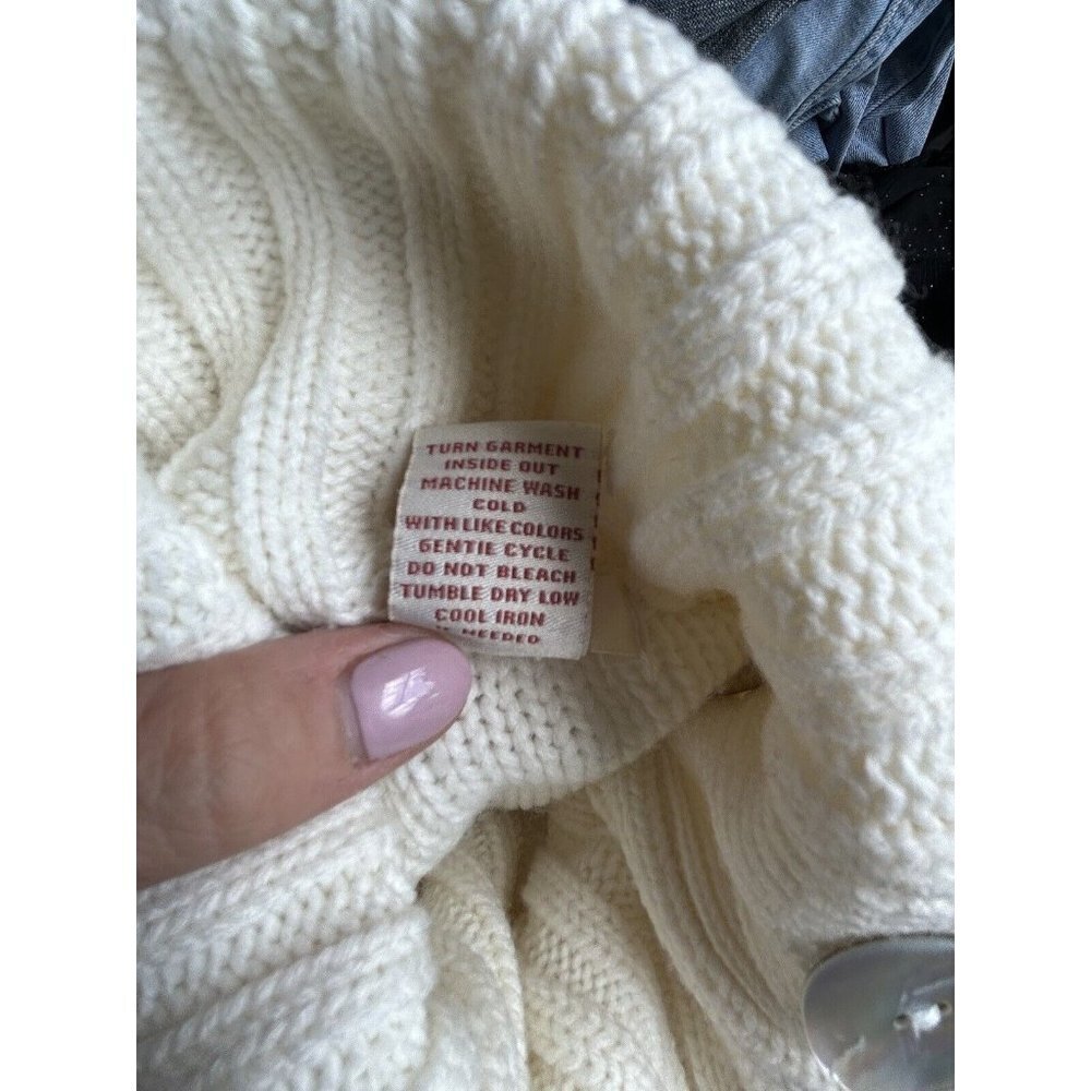 Sundance Womens Thick High Turtleneck White Knit 3/4 Sleeves Sweater Size S‎ - Picture 9 of 9
